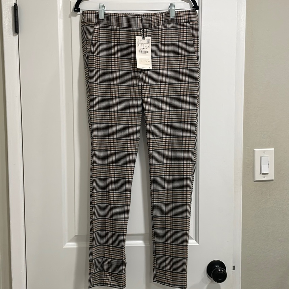 Zara Large Plaid Trousers
